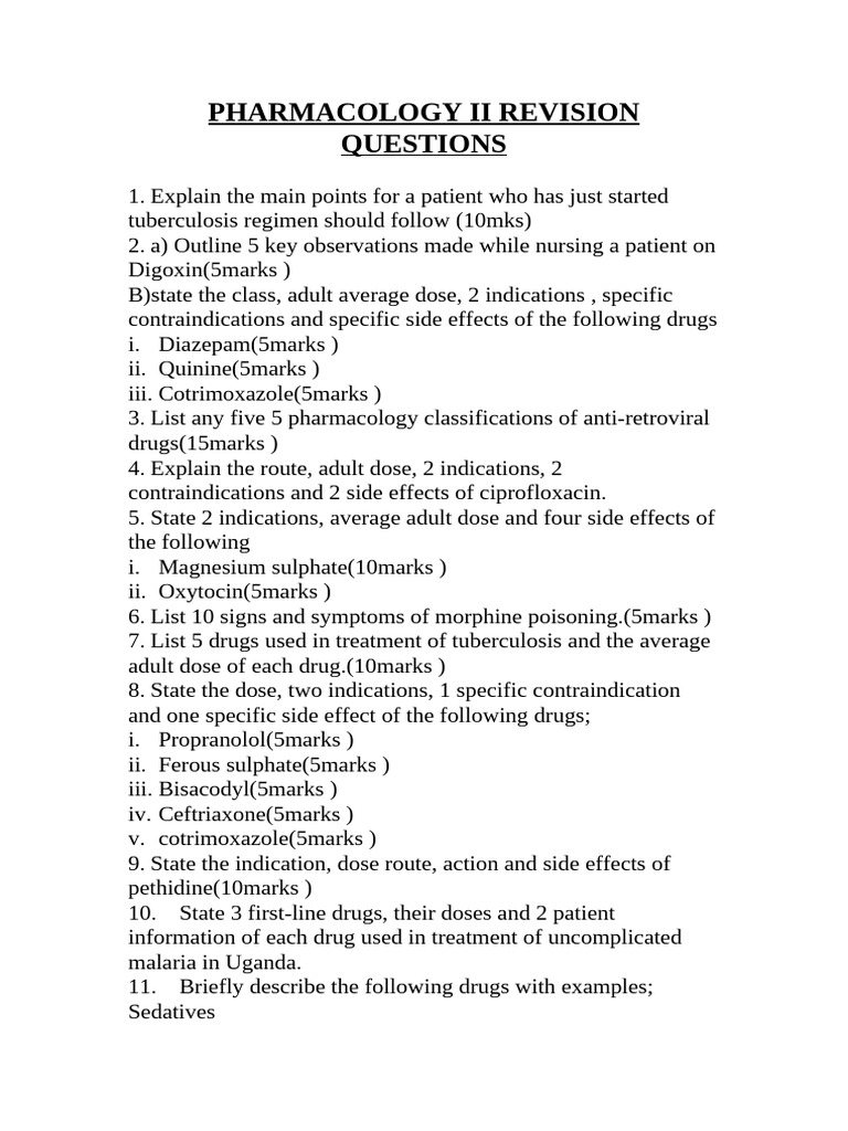 PHARMA 2 REVISION | PDF | Drugs | Clinical Medicine