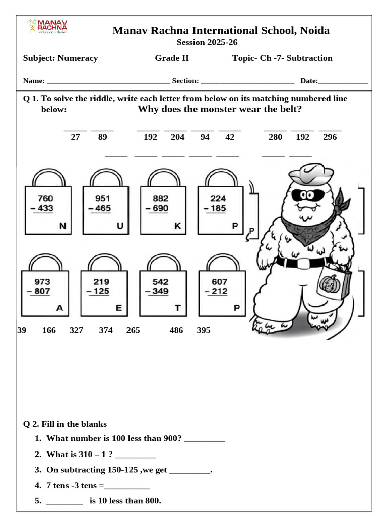 CH 7 Subtraction | PDF