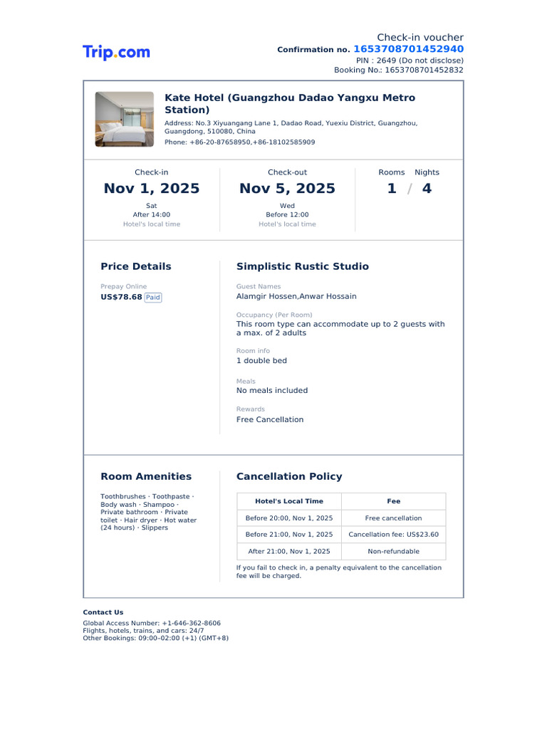 Check-In Voucher | PDF