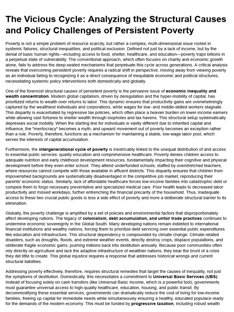 Structural Causes of Persistent Poverty | PDF | Cost Of Living | Poverty
