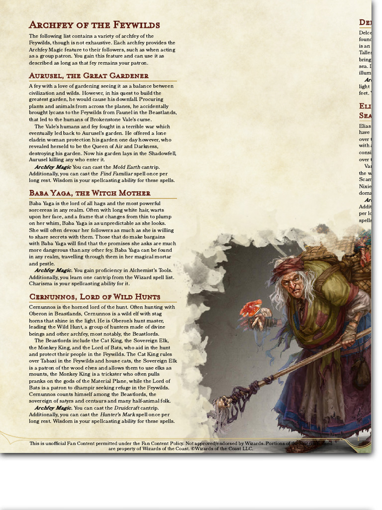 Archfey of the Feywilds Overview | PDF | Fairies | Elf (Dungeons & Dragons)