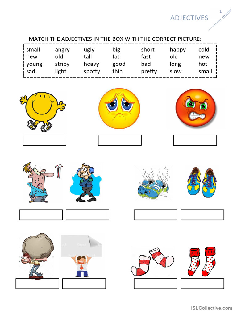 Adjective Matching Activity for Kids | PDF