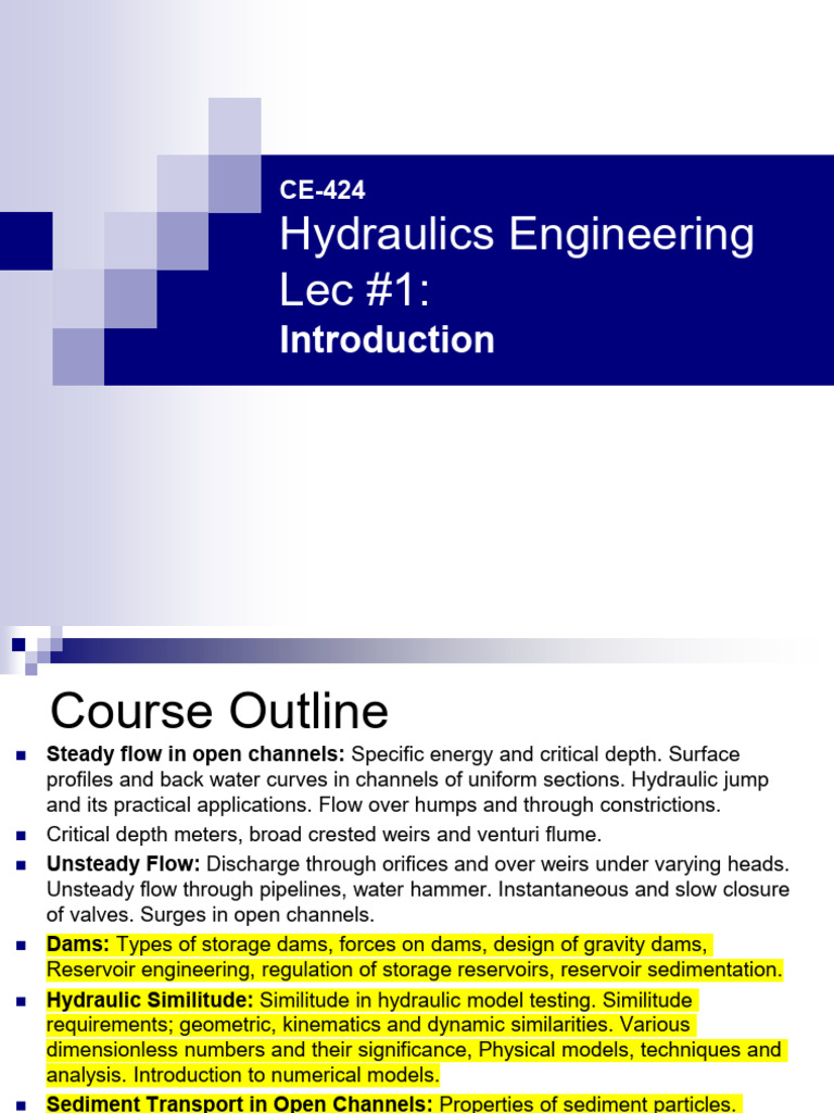 CE-424 Introduction | PDF | Hydroelectricity | Hydraulic Engineering