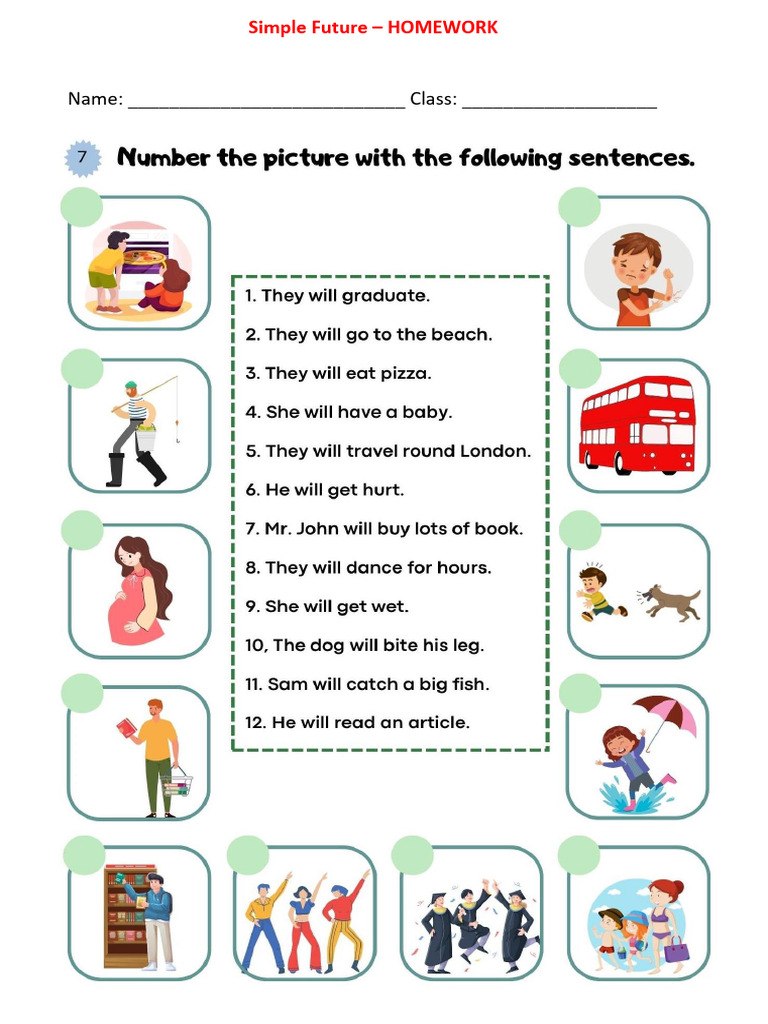 Simple Future Tense Homework Worksheet | PDF