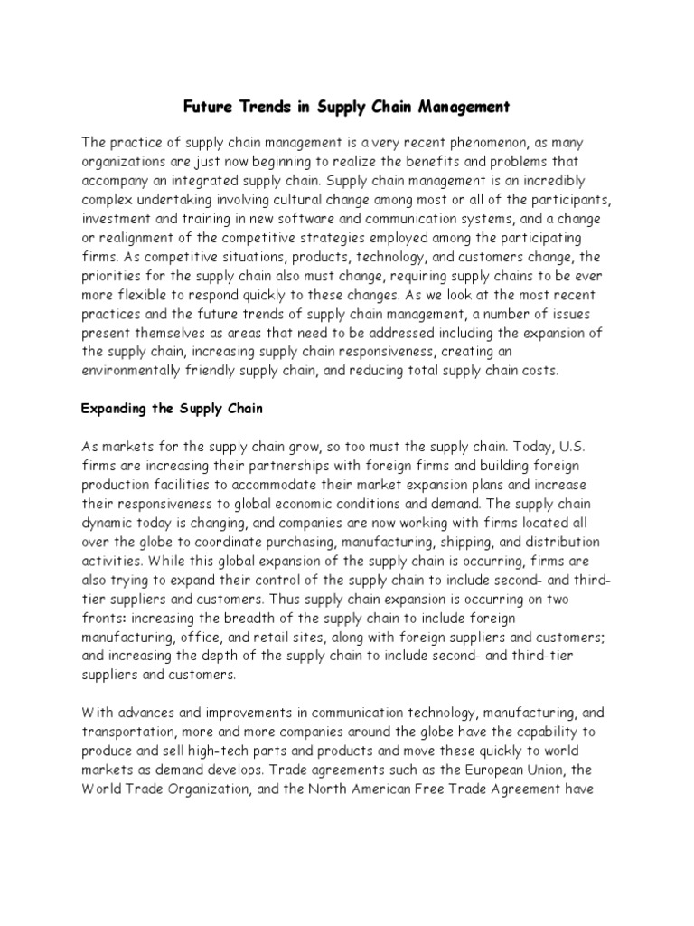Future Trends in Supply Chain Management | PDF | Supply Chain | Market ...