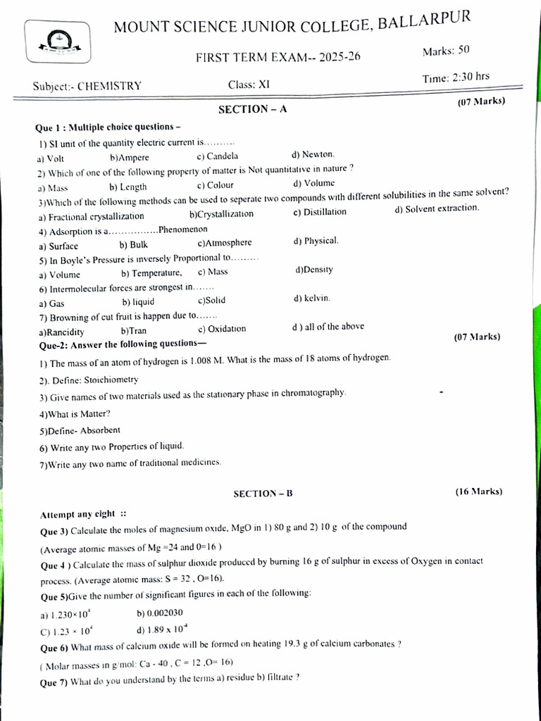 Chemistry 25 26 | PDF