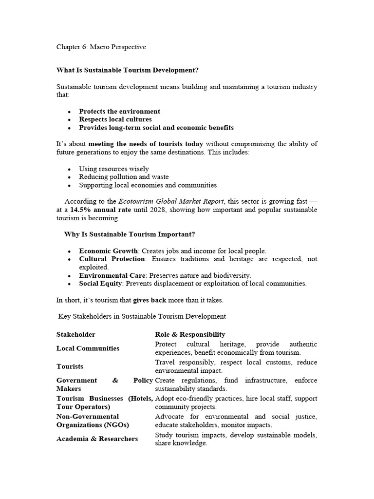 Sustainable Tourism Development Overview | PDF | Tourism | Sustainability
