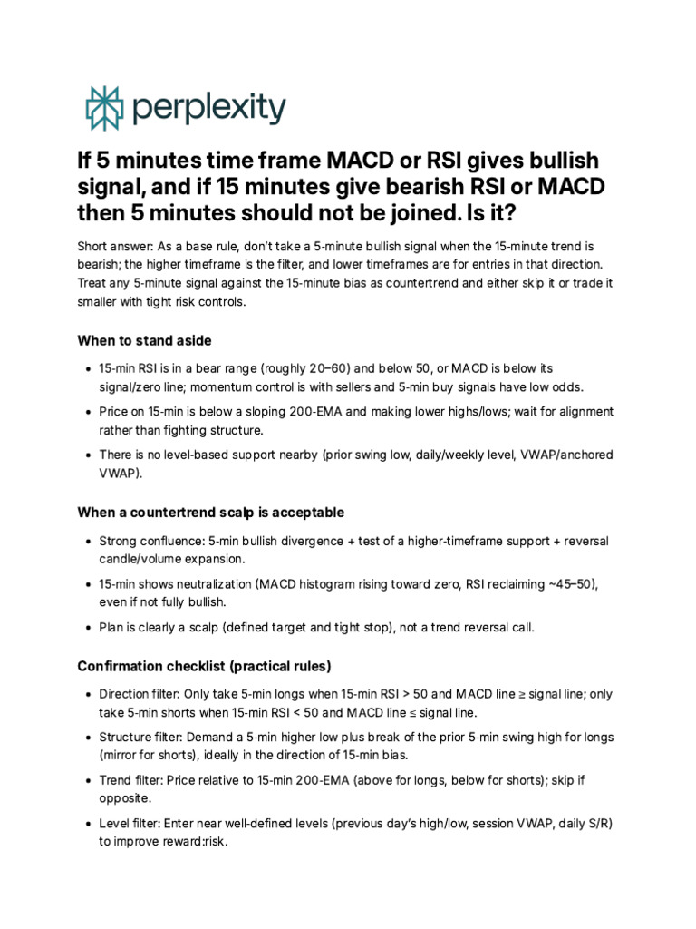 If 5 minutes time frame MACD or RSI gives bullish | PDF | Market Trend ...