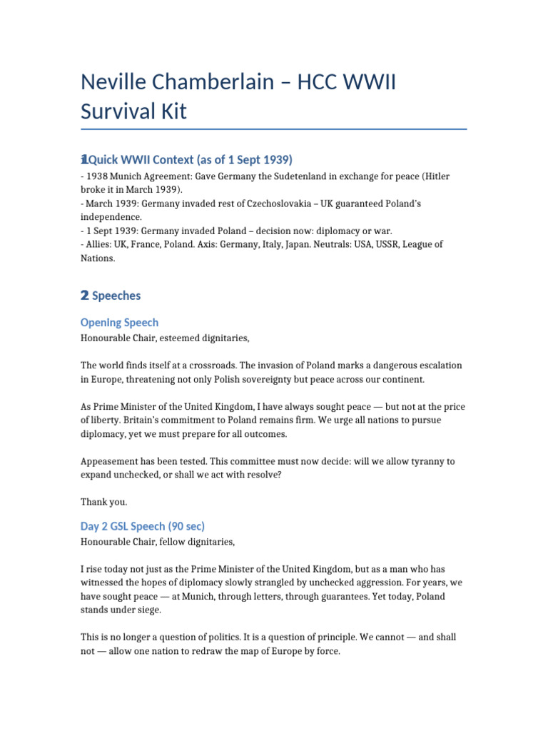 Chamberlain's WWII Response Strategy | PDF | Allies Of World War II ...