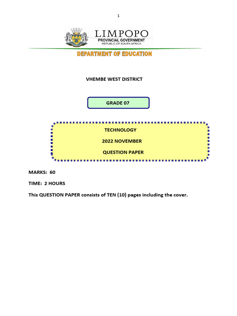 Grade 7 Technology Question Paper | PDF | Magnet | Magnetism