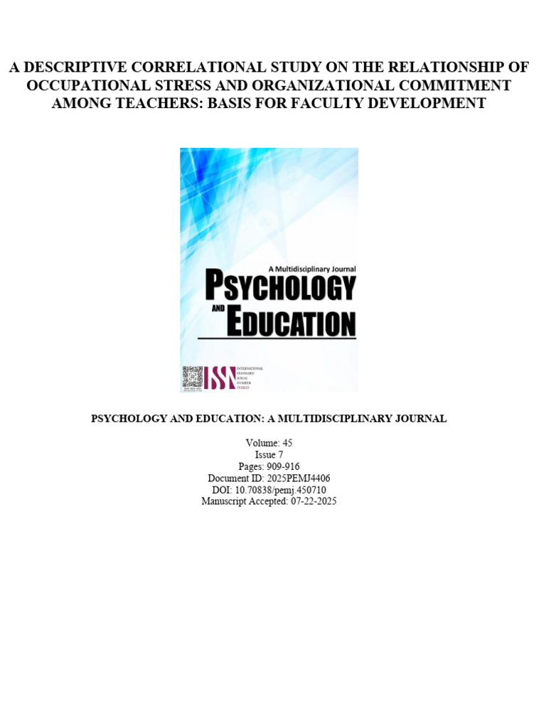 Occupational Stress and Teacher Commitment | PDF | Methodology | Teachers