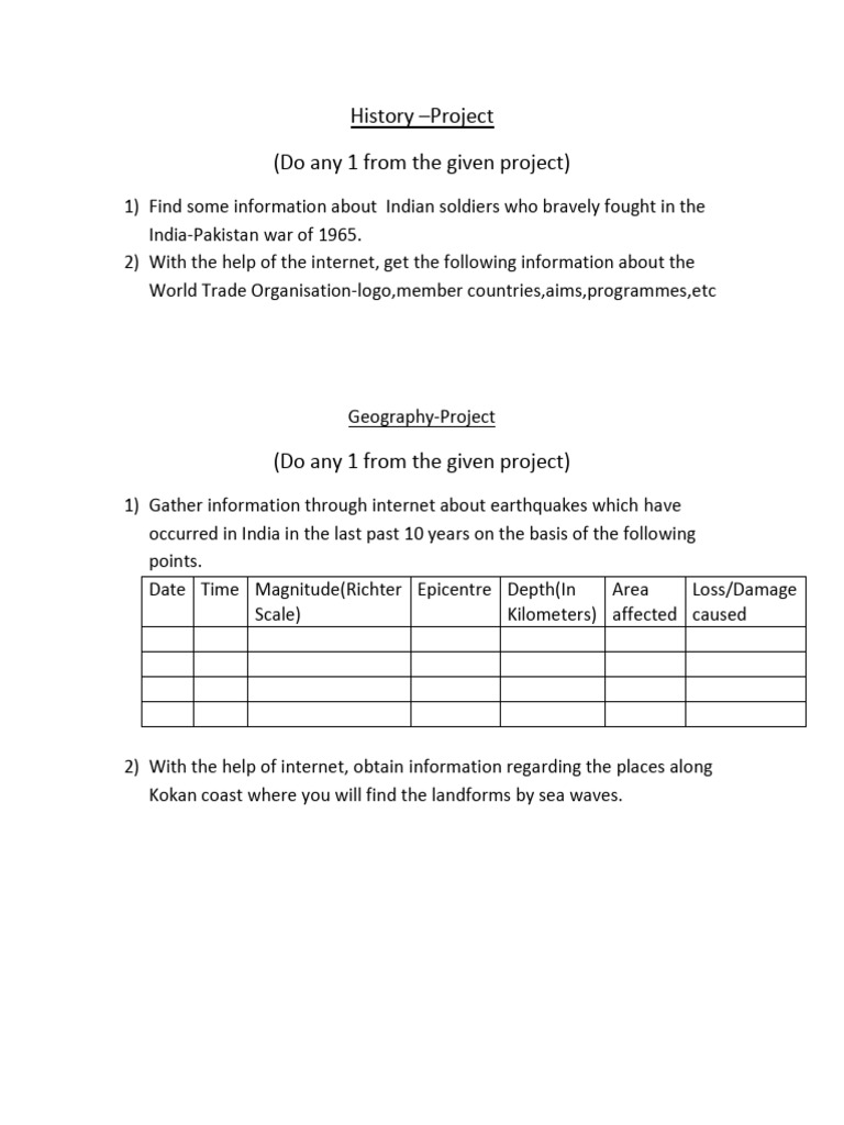 History and Geo Project 25 26 | PDF