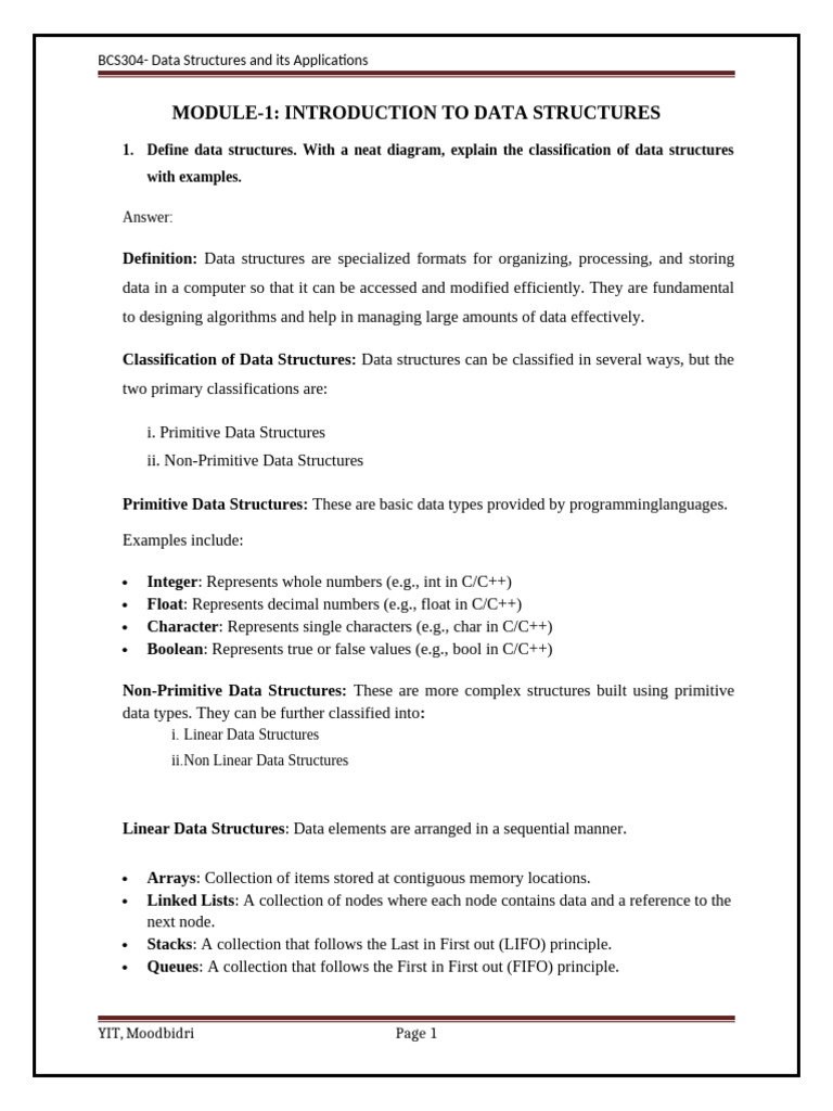 Data Structures: Types & Operations Explained | PDF | Algorithms And ...