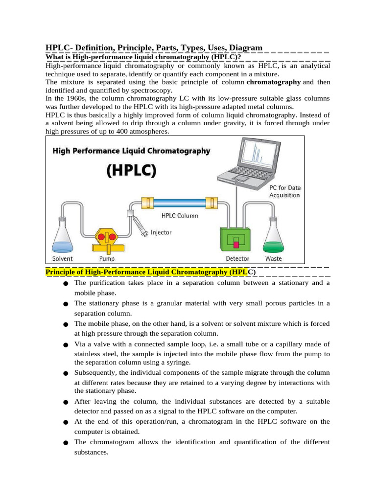 HPLC Notes | PDF | High Performance Liquid Chromatography | Chromatography