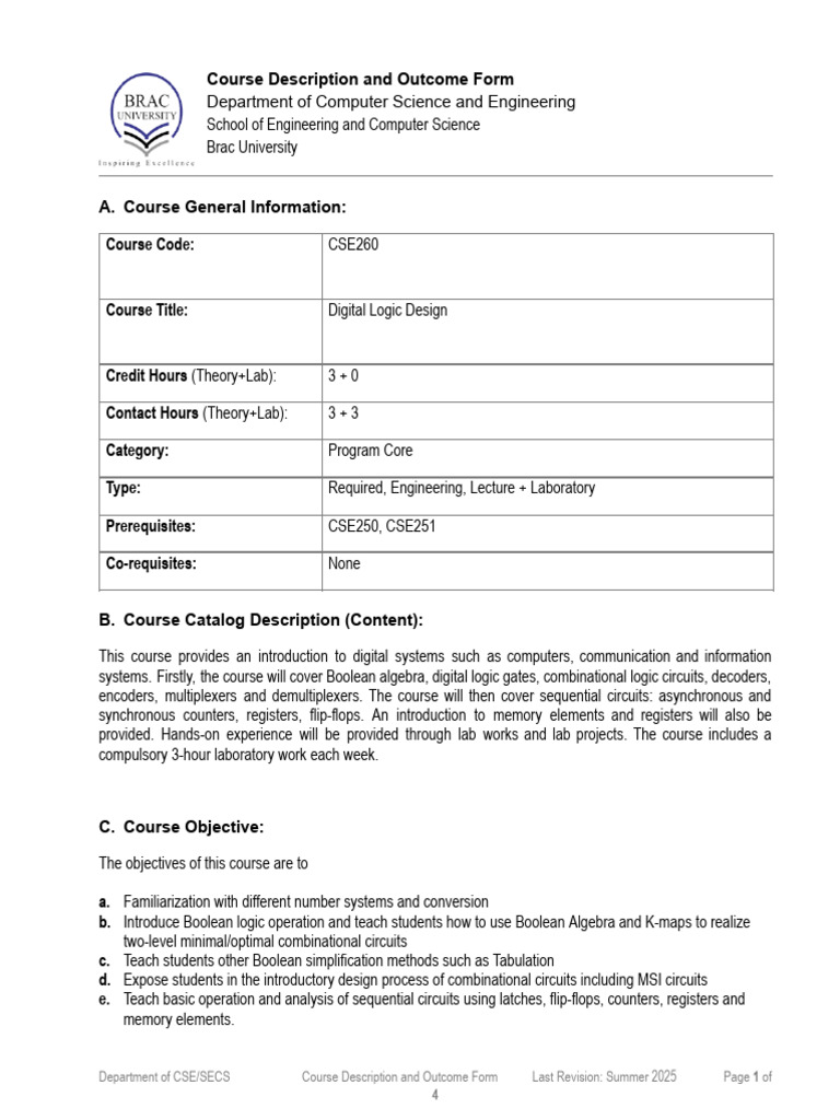 Digital Logic Design Course Overview | PDF | Computer Engineering ...
