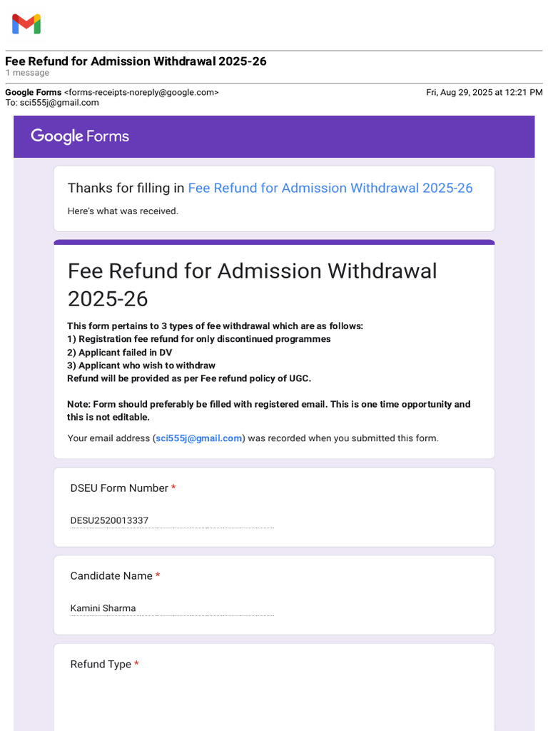 Fee Refund Process for Admission Withdrawal | PDF | Cheque | Financial ...