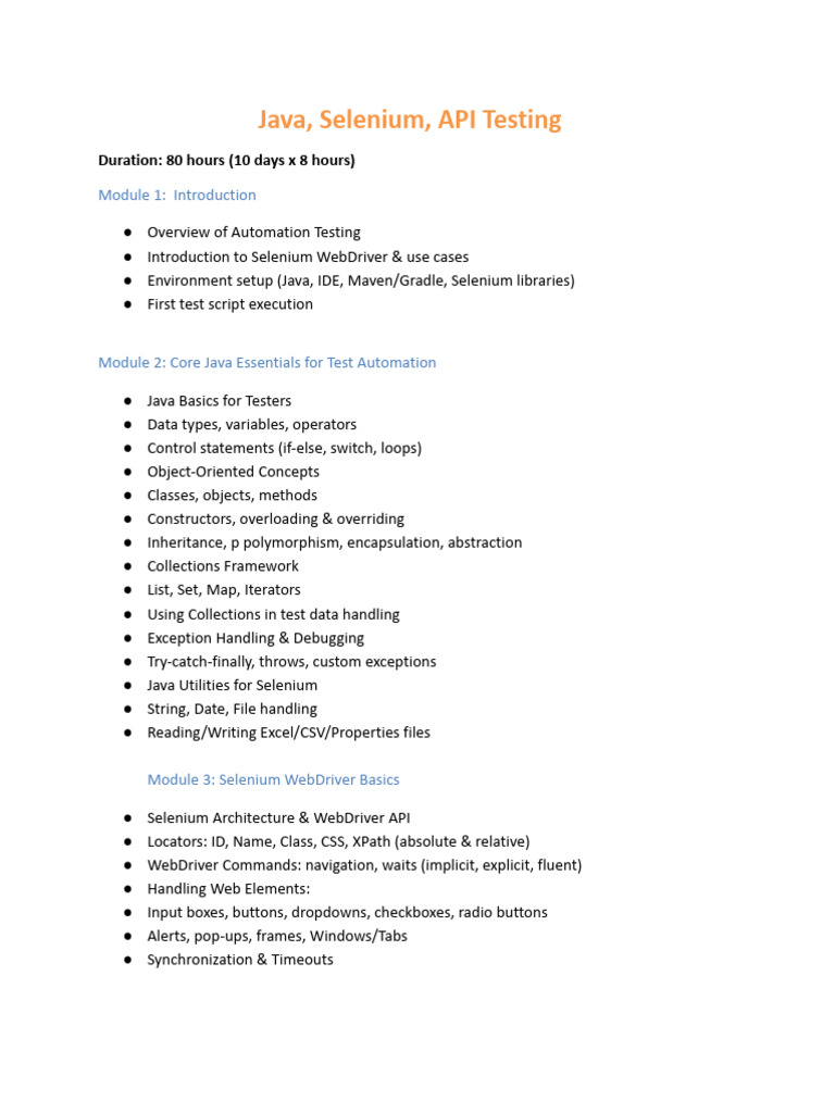 Automation Testing - 10 Days | PDF | Selenium (Software) | Systems ...