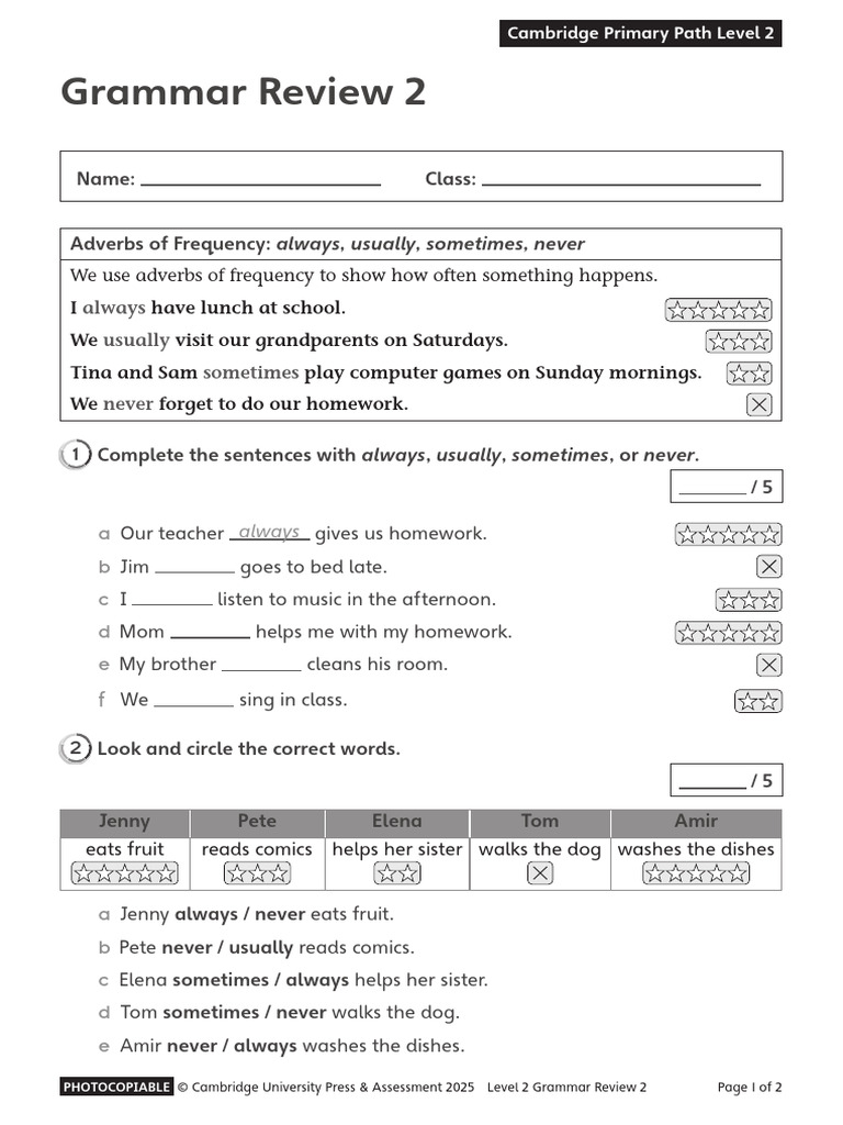 CPP2e L2 Grammar Review Worksheet Unit 2 | PDF | Subject (Grammar ...