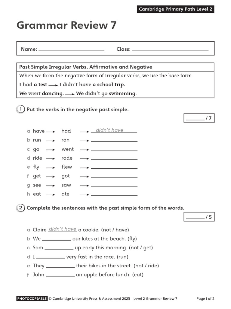 CPP2e L2 Grammar Review Worksheet Unit 7 | PDF | Semantic Units ...