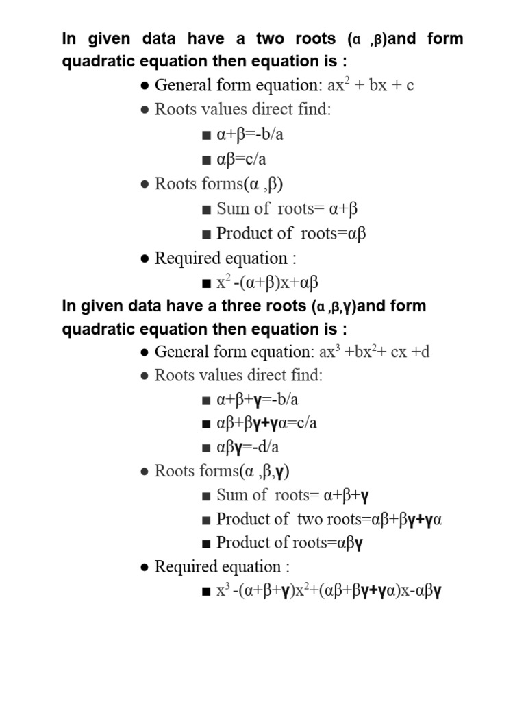 Quadratic and Cubic Roots Explained | PDF