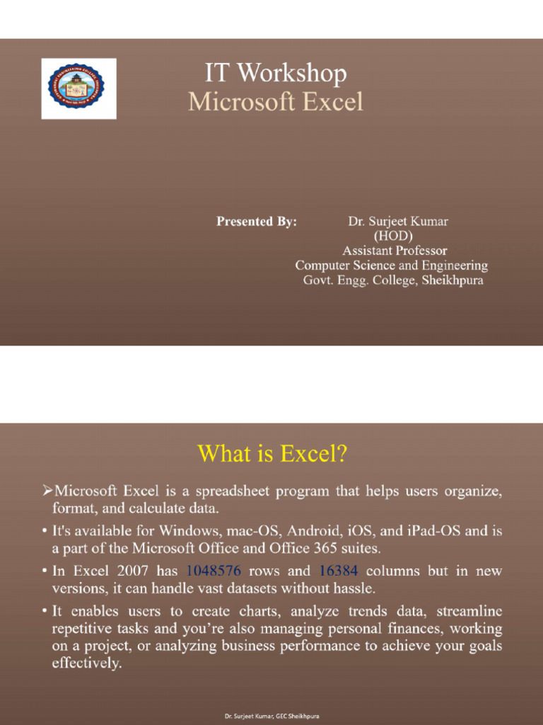 MS Excel Itw | PDF