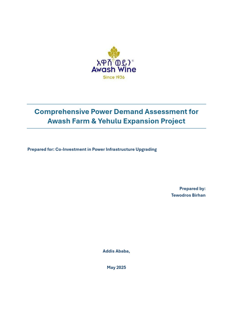Power Demand Assessment for Awash Farm | PDF | Power (Physics ...