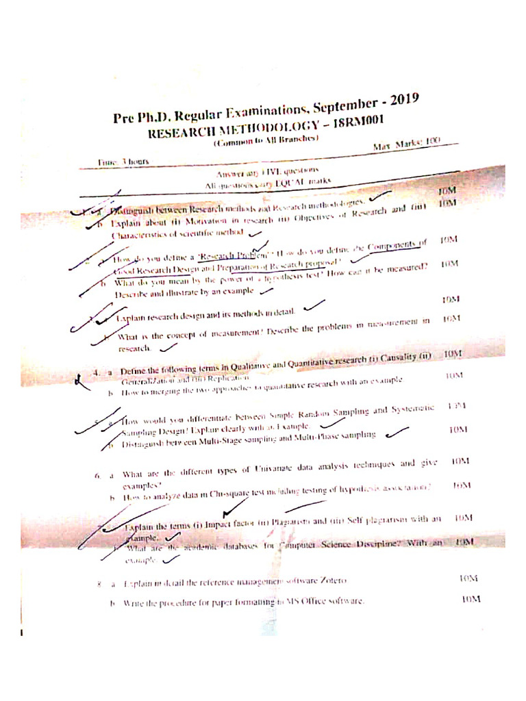 RM Previous Question Papers | PDF