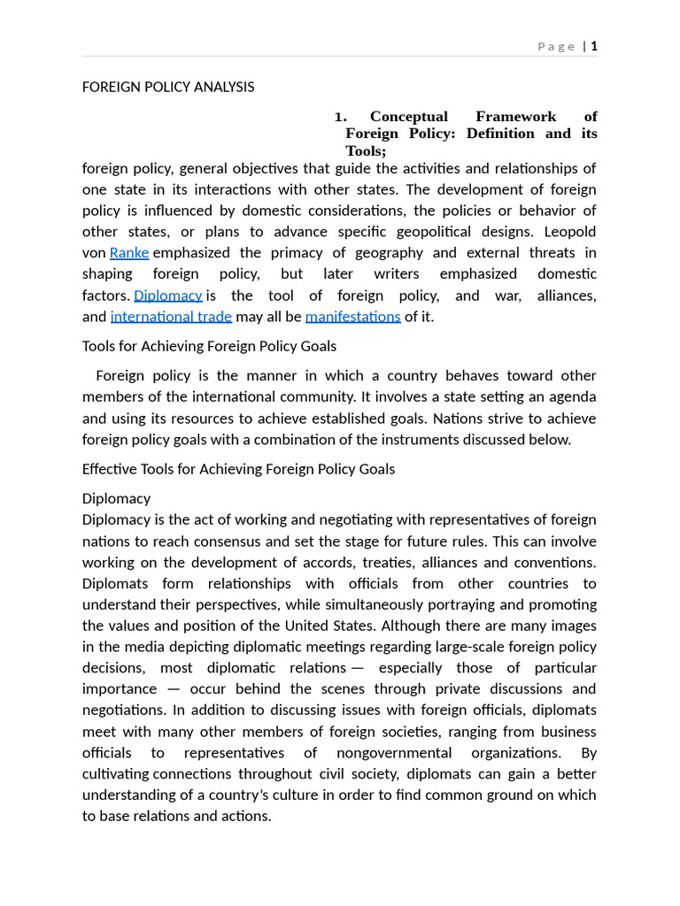 Tools of Foreign Policy Explained | PDF | Policy | Rationality