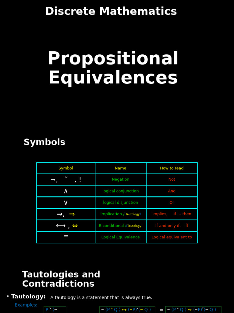 DS-5 Propositional Equivalence | PDF | If And Only If | Mathematics