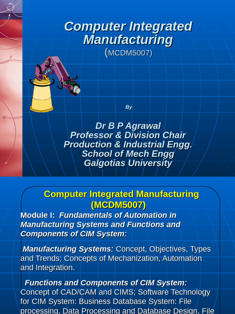Computer Integrated Manufacturing Overview | PDF