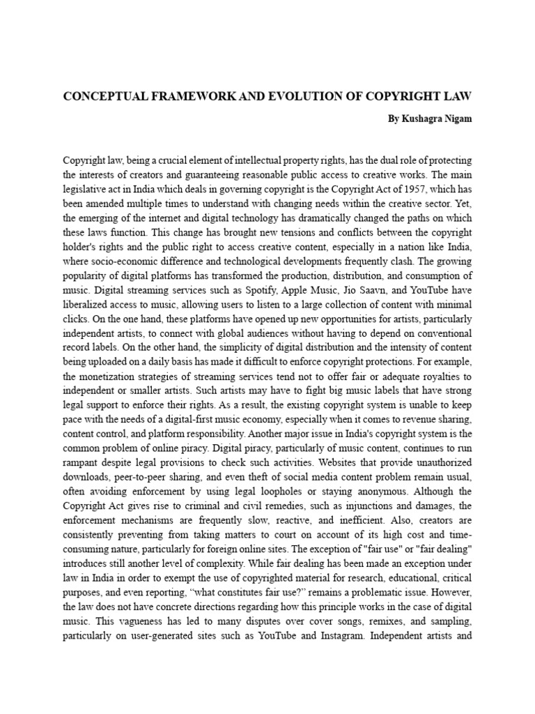 Conceptual Framework and Evolution of Copyright Law | PDF | Copyright ...
