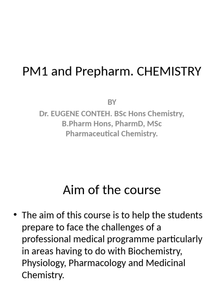 Chemistry Course: PM1 & Prepharm Overview | PDF | Acid | Redox