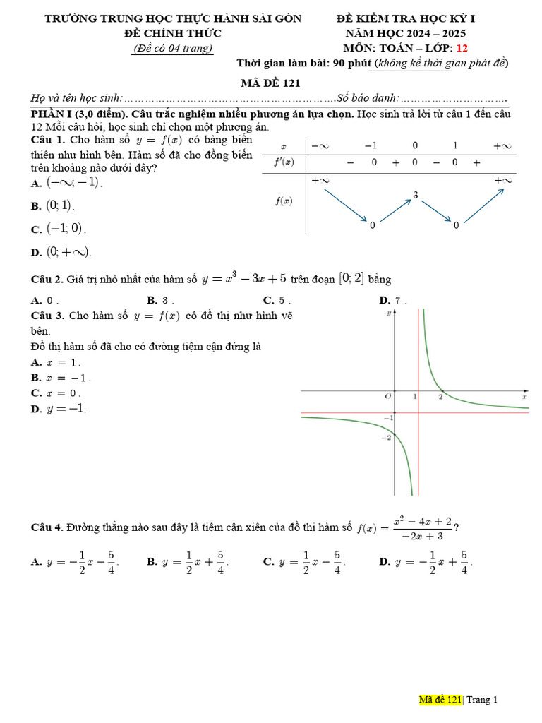 Toan 12 ThuchanhSaiGon - Q5 Deda Matran - Tri Tran Duy | PDF