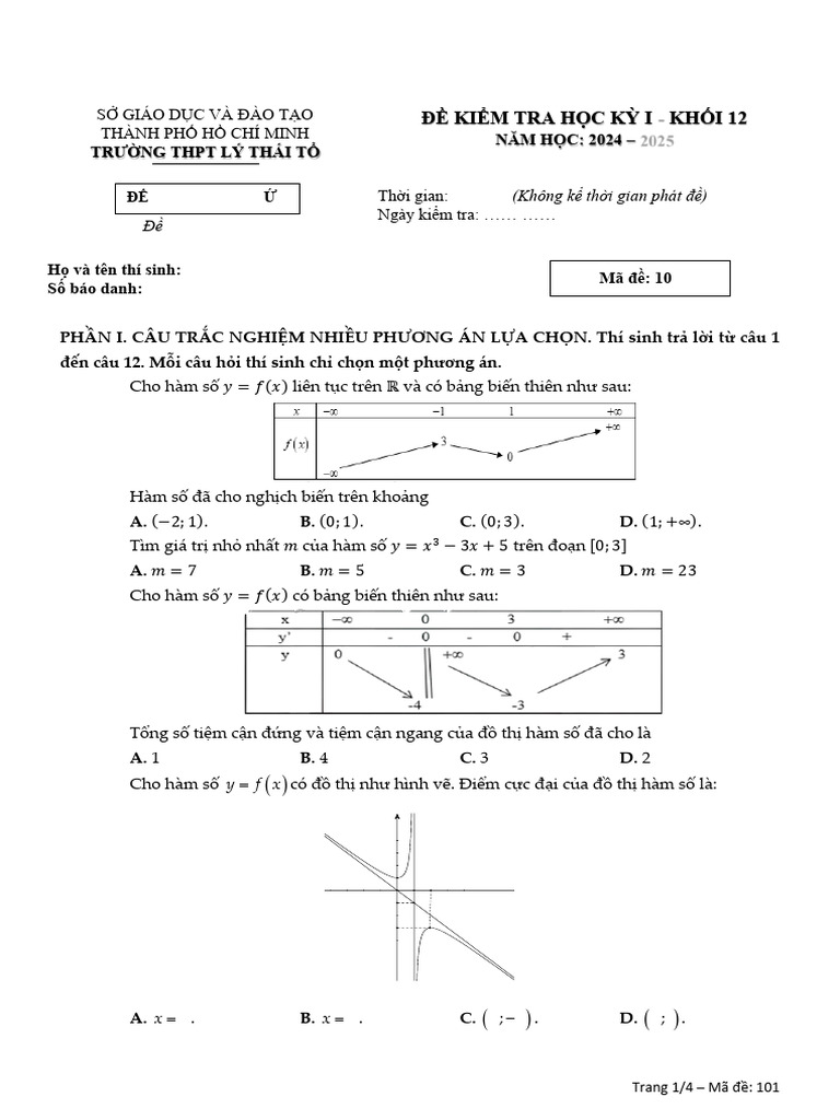 Toan 12-THPT Ly Thai To - Deda - Matran - Bao Cao THPT Ly Thai | PDF