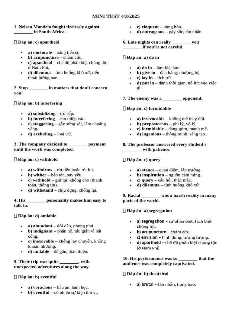 Mini Test 4:3:2025 | PDF