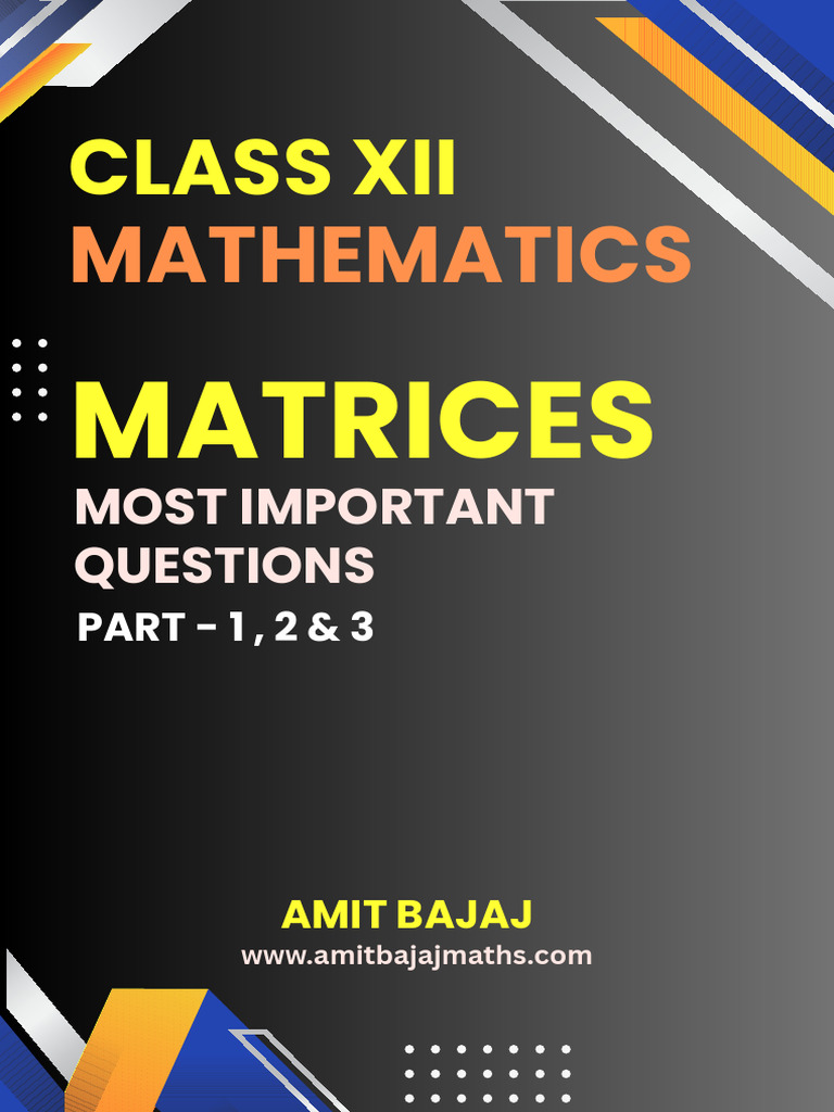 Class XII Matrices Key Questions | PDF | Matrix Theory | Mathematics