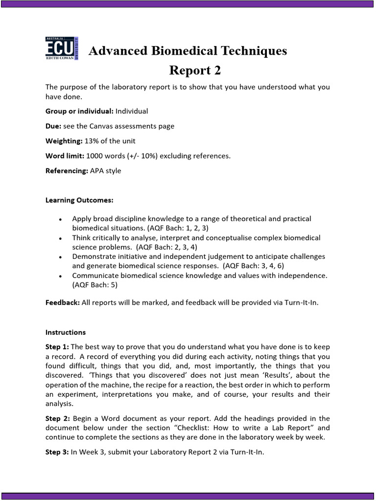 Advanced Biomedical Lab Report Guide | PDF | Experiment | Hypothesis