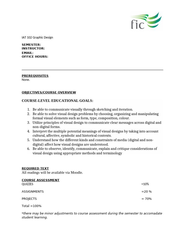 IAT102 SClementsVivian Fall25 Courseoutline | PDF