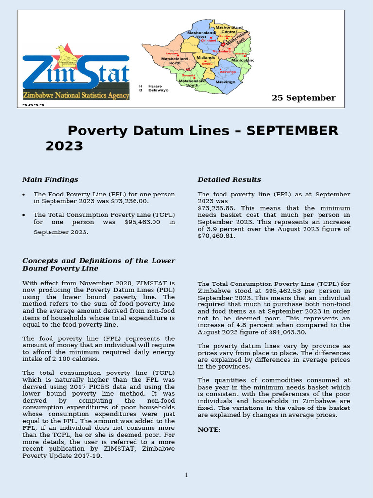 Poverty Datum Lines Front - Sep 2023 | PDF | Cost Of Living | Poverty ...