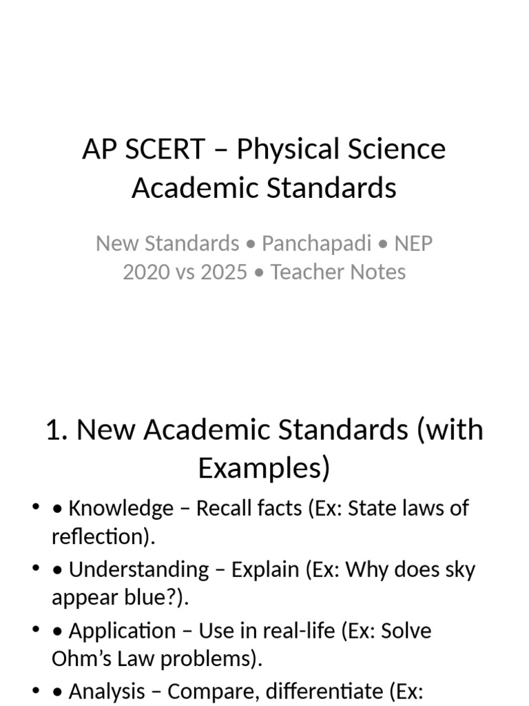 AP SCERT Physical Science Standards 2025 | PDF