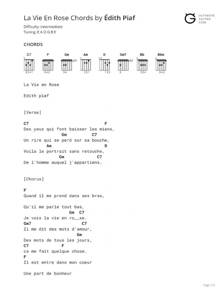 La Vie en Rose Chords | PDF