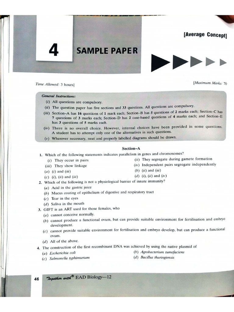 Sample Paper 4 | PDF