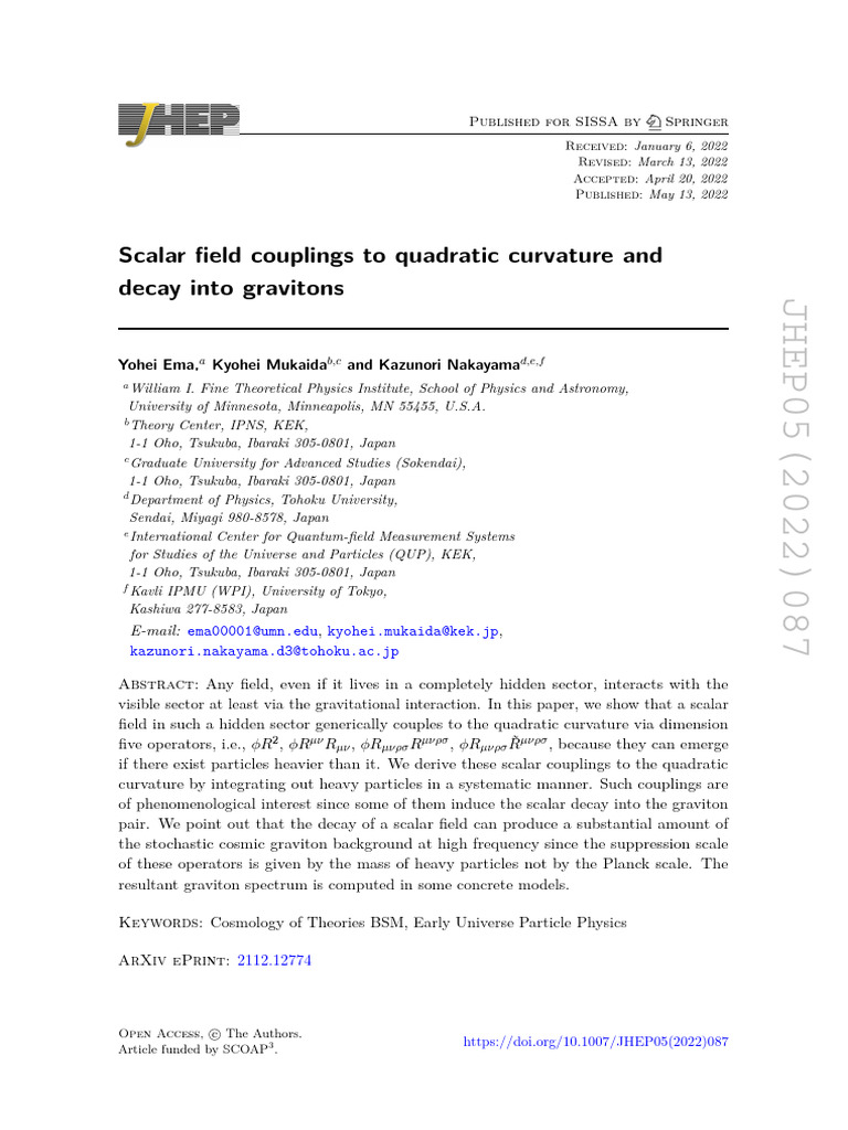 Ema Scalar Decay Graviton | PDF | Gravity | Higgs Boson