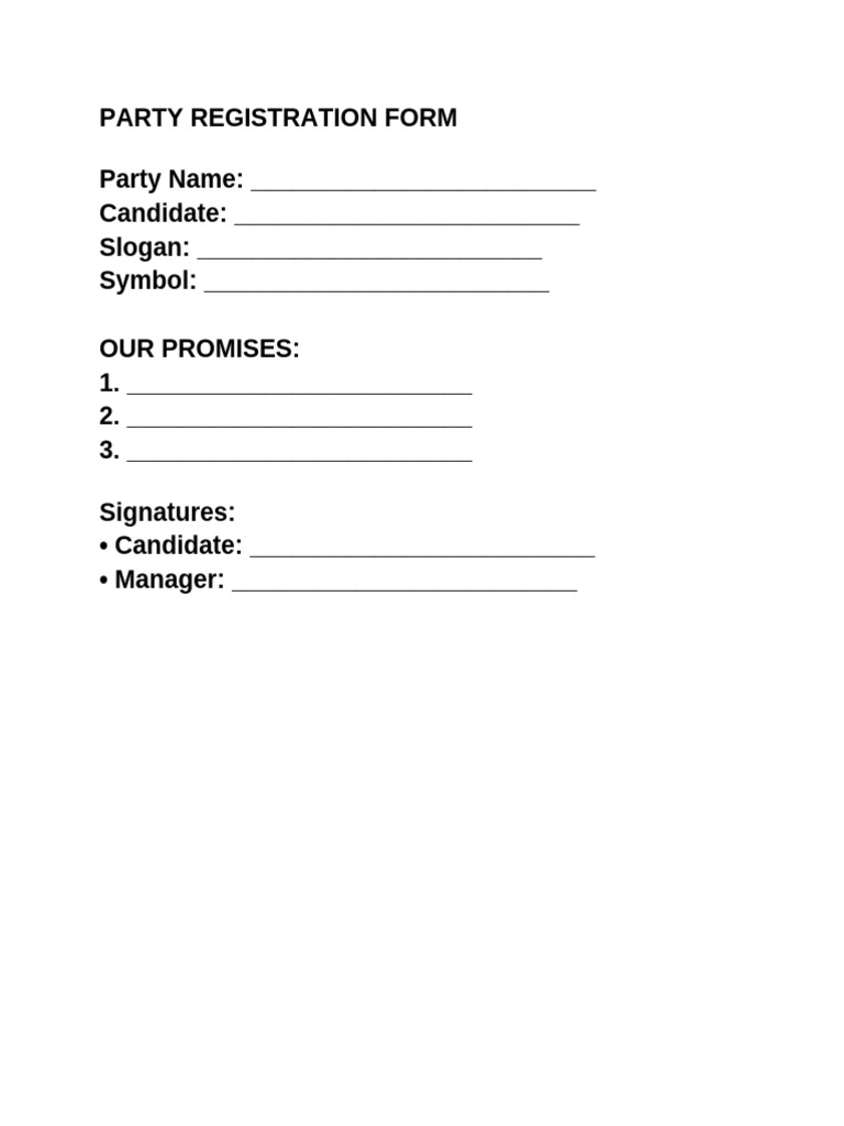 Party Registration Form | PDF