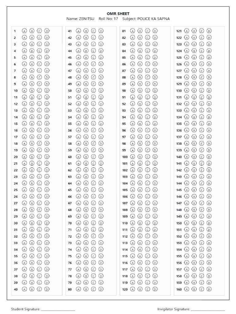 OMR Sheet | PDF
