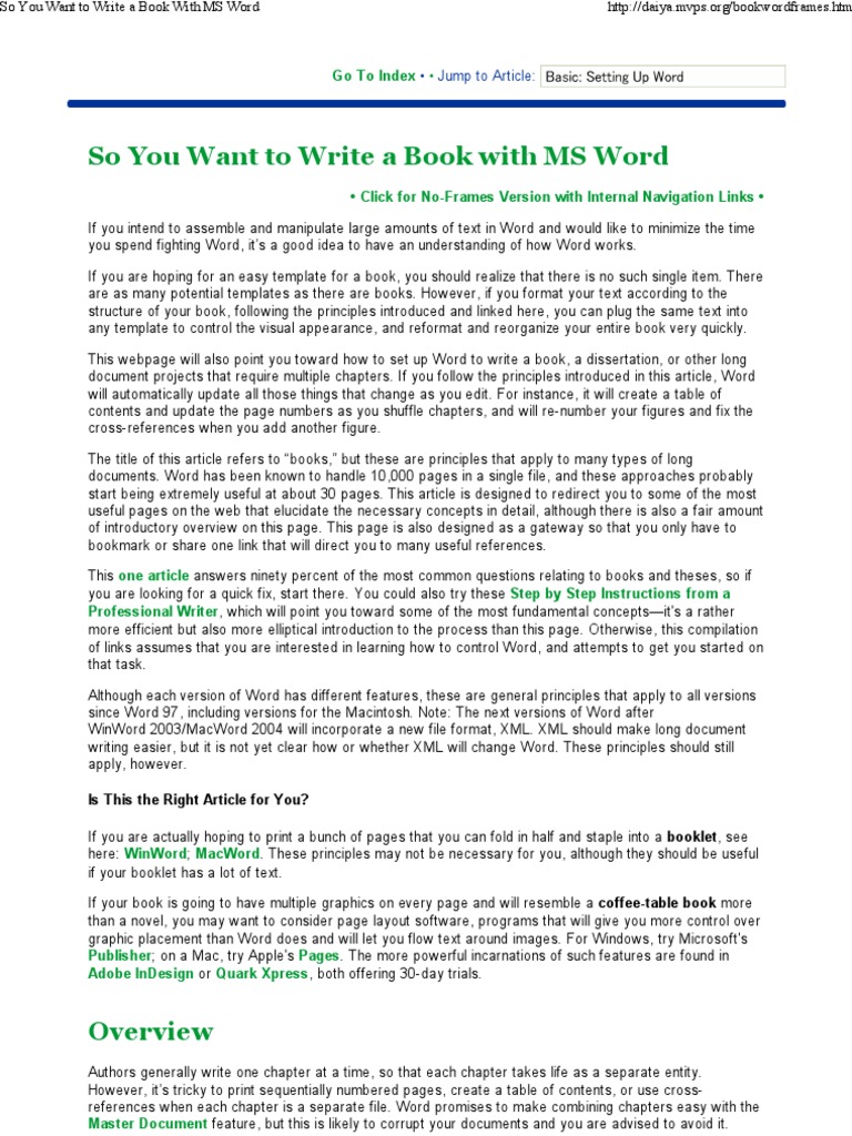 So You Want to Write a Book.. Microsoft Word Page Layout