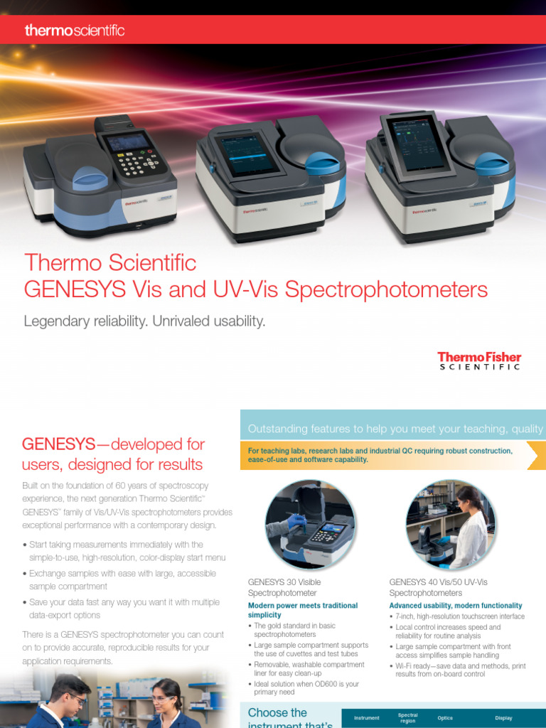 Thermo Scientific GENESYS Spectrophotometers | PDF | Ultraviolet ...