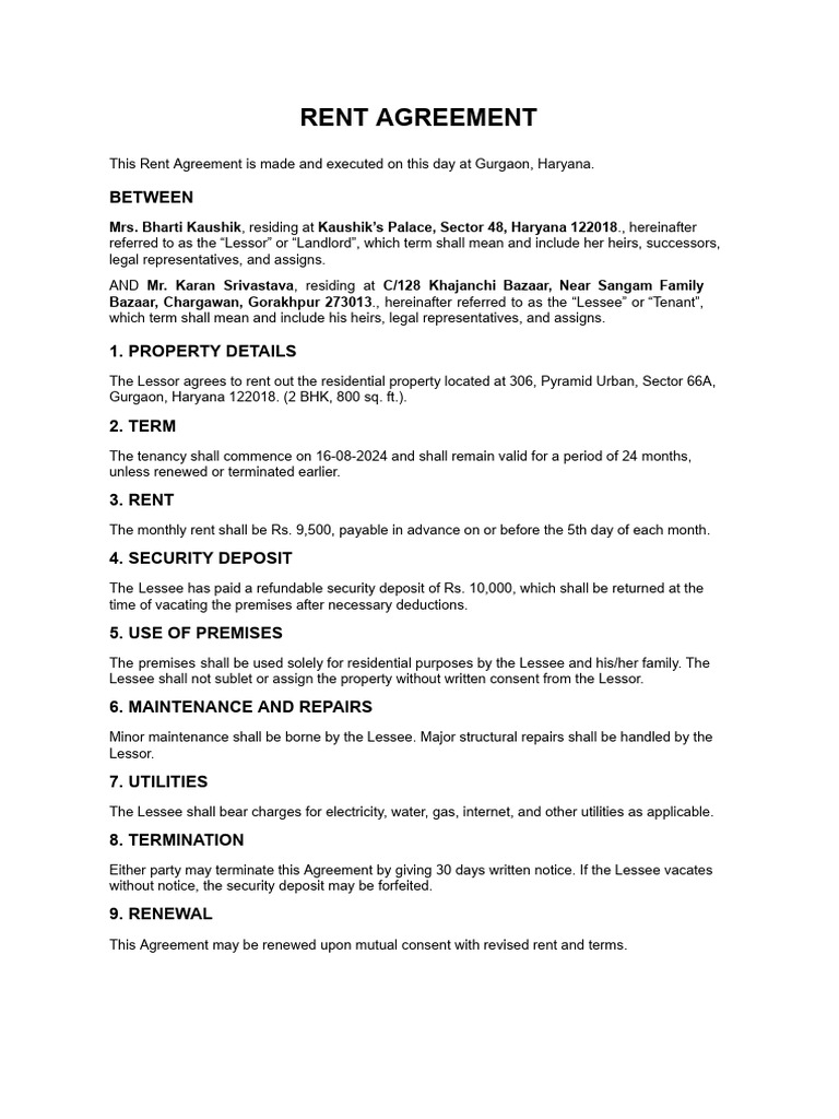 Rent Agreement | PDF