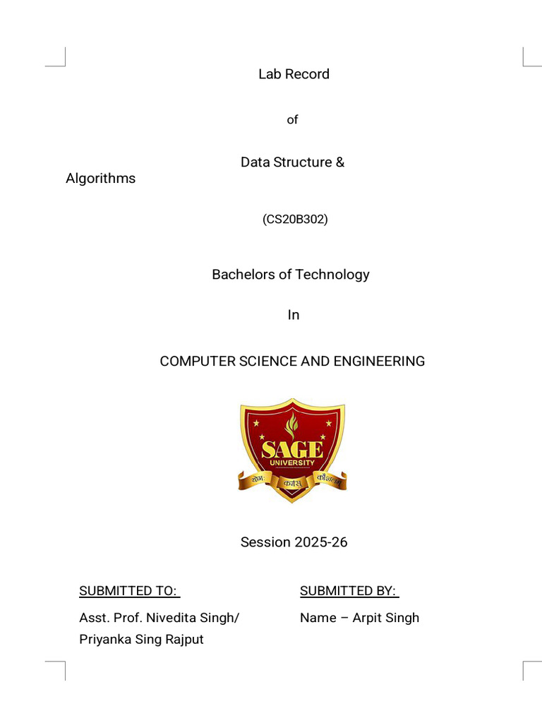 Data Structures & Algorithms Lab Record | PDF | Matrix (Mathematics ...