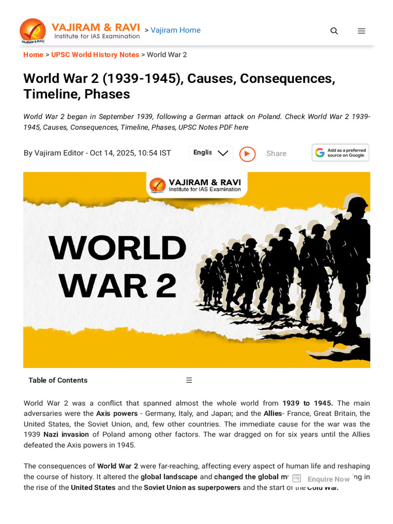 Causes and Consequences of WWII | PDF | World War II | Allies Of World ...